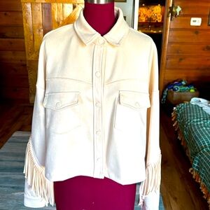WINDSOR NWT WESTERN CREAM JACKET W/ FRINGE LARGE